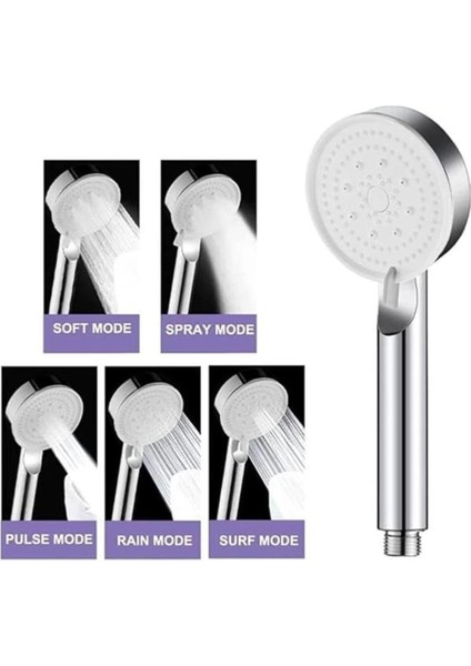 Yüksek Basınçlı Duş Seti, Masaj Başlığı ve Pvc Hortum, Renkli ve Su Tasarruflu