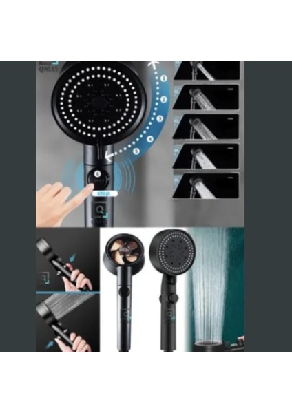 5 Fonksiyonlu Turbo Pervaneli Duş Seti, Masaj Fırçalı Başlık ve 150 cm Hortum modelleri