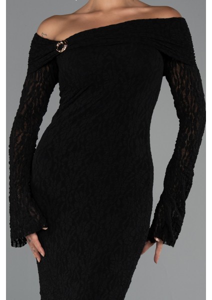 Omuz Dekolteli Uzun Kol Dantel Abiye Elbise ABU5296 modelleri