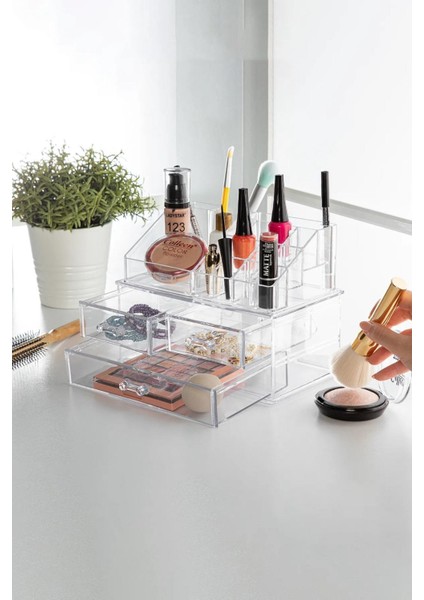 Makyaj Organizeri & 3 Çekmeceli Kozmetik Ürün Raf Düzenleyici & Takı Kutusu & Organizer