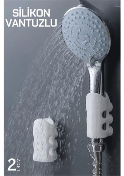 Renkli Vantuzlu Duş Başlığı Tutucu Seti, Pratik ve Şık Tasarım, 2'li Paket