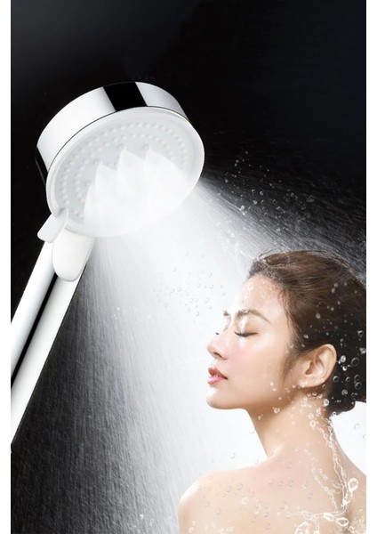 5 Fonksiyonlu Beyaz Duş Başlığı Seti, Hortum, Askı, Mafsal ile Tam Takım fırsatları