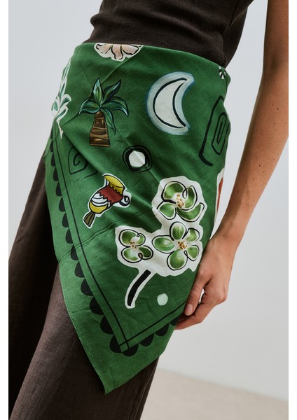 Desenli Pamuklu Şal Lıberty Yeşil fiyatları