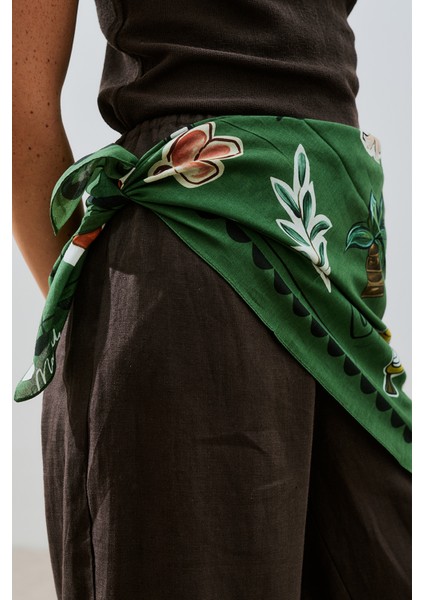 Desenli Pamuklu Şal Lıberty Yeşil fırsatları