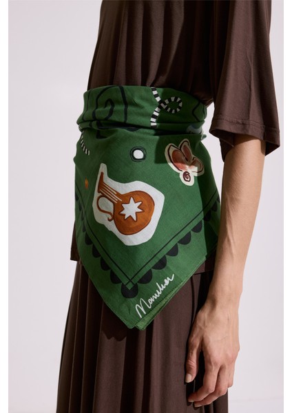 Desenli Pamuklu Şal Lıberty Yeşil indirimleri