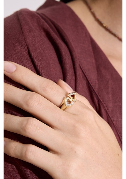 Tresca Üçgen Taşlı Yüzük Standart