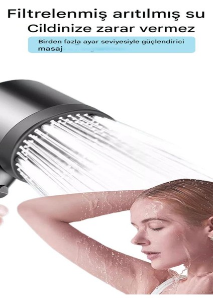 Siyah 5 Fonksiyonlu Masajlı Duş Başlığı ile Evde Spa Deneyimi