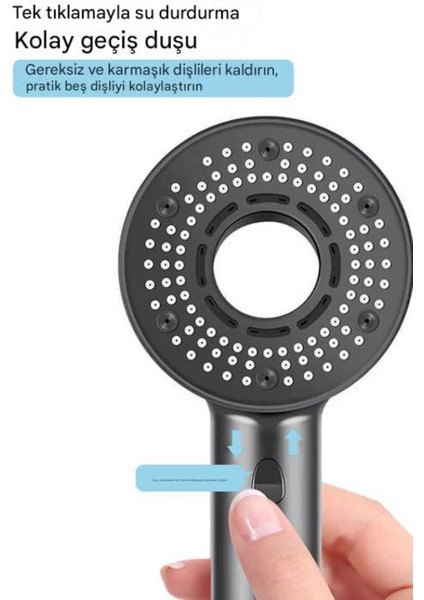 Siyah 5 Fonksiyonlu Masajlı Duş Başlığı ile Evde Spa Deneyimi fiyatları