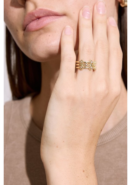 Rosette Çiçek Tasarım Yüzük Standart