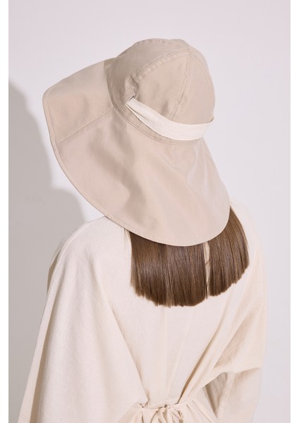 Kordon Detaylı Geniş Şapka Bej modelleri