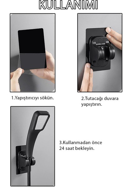 Oynar Başlık Tutucu, Vakumlu, Banyo, Siyah