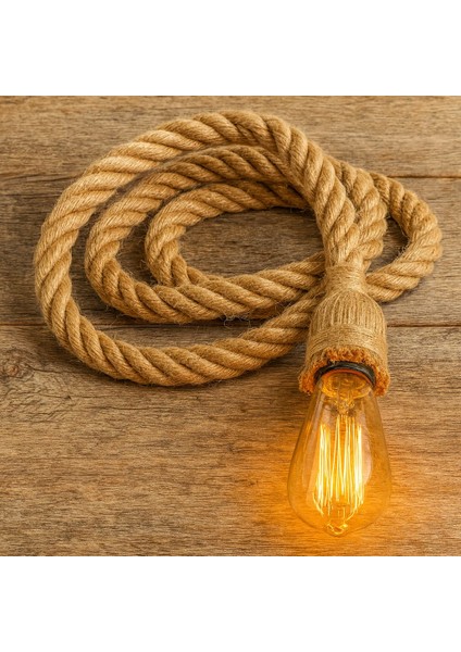 Jüt Halat Sarkıt Avize 20 mm Kablo Duy ( 1 ADET )