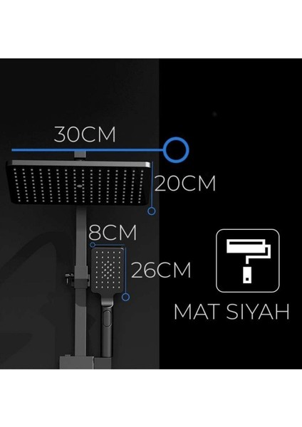 20X30 Mat Siyah El Duş Tepe Fleko Dd5 fırsatları