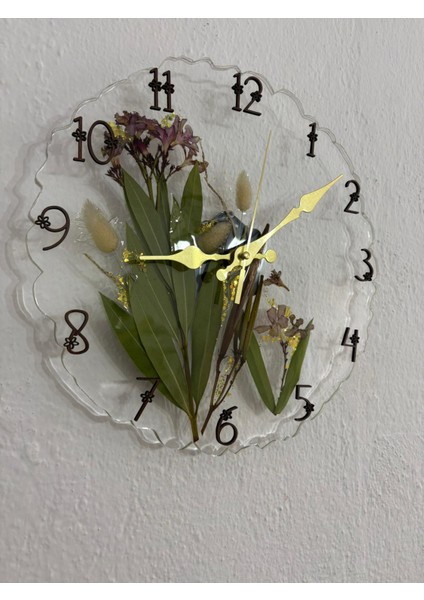 - Zakkum Çiçekli - Epoksi Duvar Saati - (Özel Tasarım - Tek Üretim) - 30 cm fiyatları