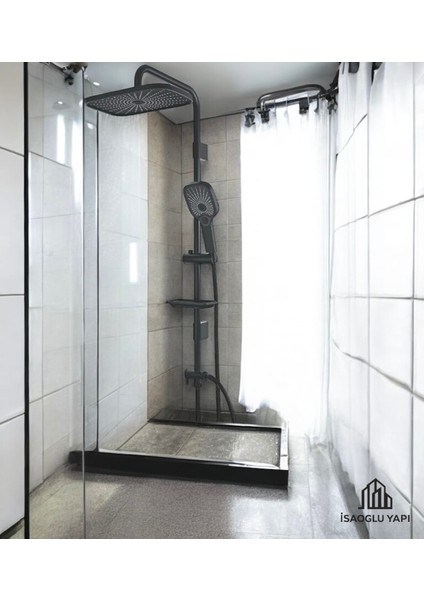 Şık Siyah Yağmurlamalı Duş Seti, Pirinç Batarya ile Komple ve Kaliteli