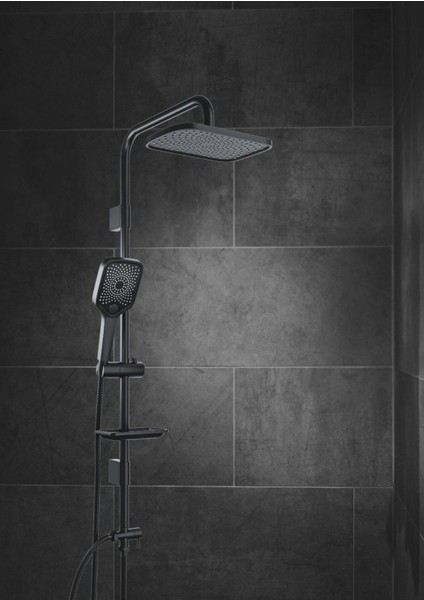 Şık Siyah Yağmurlamalı Duş Seti, Pirinç Batarya ile Komple ve Kaliteli modelleri