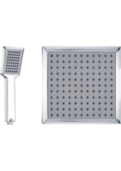 Modern Paslanmaz Kare Duş Başlığı Seti, Yağmur ve El Duşu Özellikli, Şık Tasarım