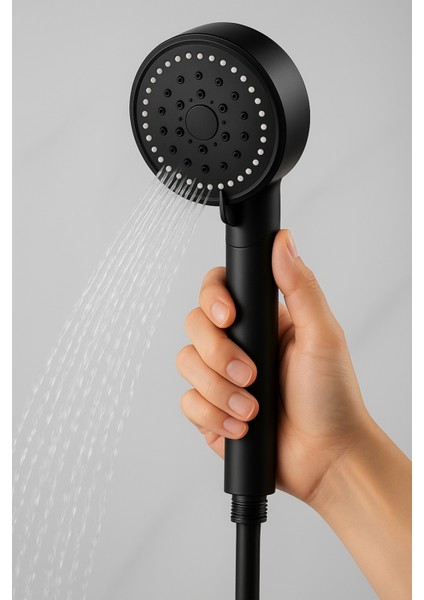 Çok Fonksiyonlu Ayarlanabilir Siyah El Duşu, Yüksek Basınçlı, Turbo Tasarım