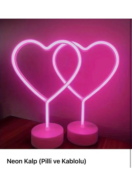 Pembe Kalp Figürlü LED Masa Üstü Hediyelik Aksesuar Dtgo Premium LED Masa Üstü Pembe Kalp LED
