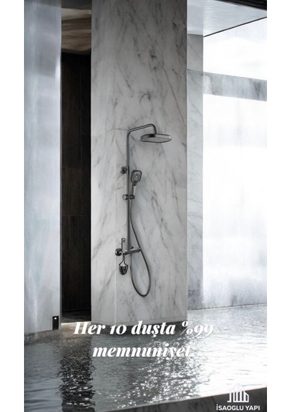 Antrasit Gri Modern Duş Seti, Başlık ve Batarya Dahil, Şık Tasarım modelleri