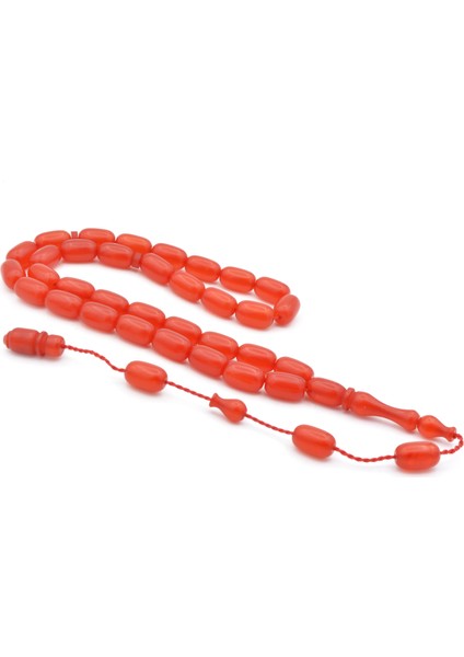 Sistemli Kapsül Kesim Bilek Boy Turuncu Sıkma Kehribar Tesbih 002