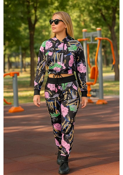 Gigi Dijital Baskı Kapüşonlu Dalgıç Eşofman Takım modelleri