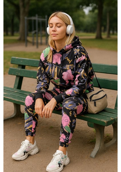 Gigi Dijital Baskı Kapüşonlu Dalgıç Eşofman Takım indirimleri