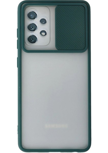 Zengezur Newface Samsung Galaxy A52 Kılıf Palm Buzlu Kamera Sürgülü Silikon - Yeşil