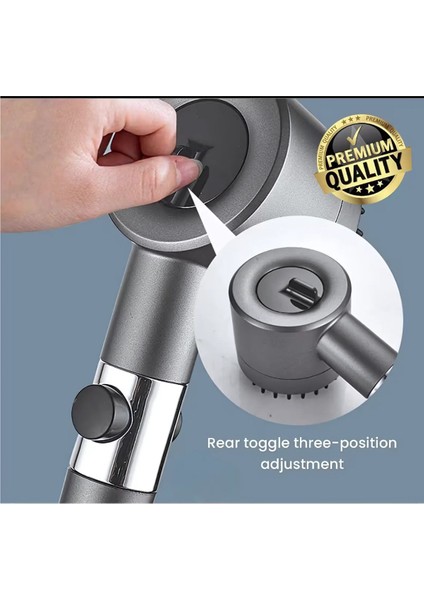 Gri 3 Mod Masajlı Yüksek Basınçlı Duş Başlığı Seti fiyatları