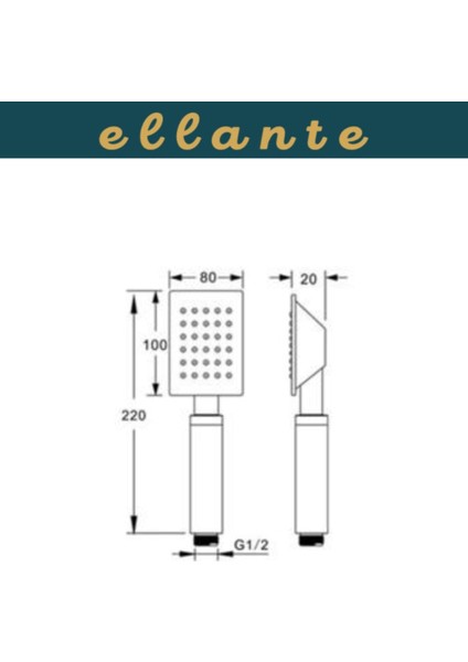 Paslanmaz Çelik Kare Duş Başlığı, Kireç Engelleyici, Yüksek Kalite