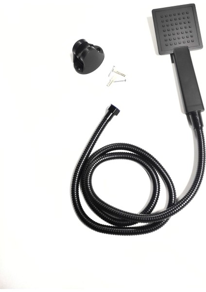 Siyah Duş Seti, 150 cm Paslanmaz Hortum ve Askı Mafsal ile Konforlu Kullanım