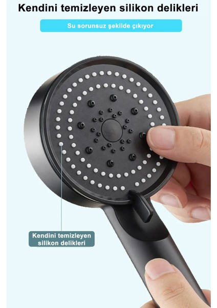 5 Fonksiyonlu Sağlam Siyah Mat Duş Başlığı, Su Tasarruflu ve Dayanıklı Tasarım modelleri