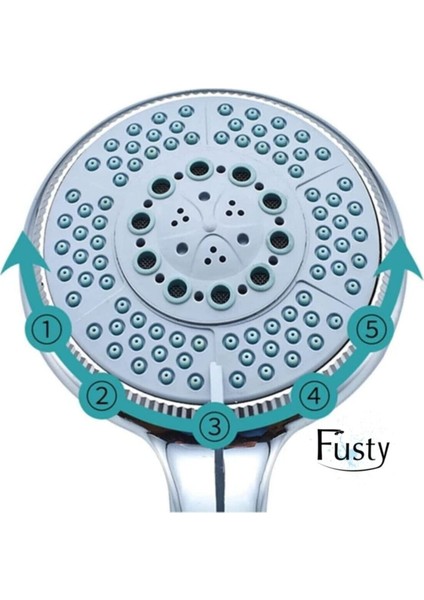 5 Fonksiyonlu El Duşu ve Büyük Duş Başlığı Seti, Konforlu Kullanım