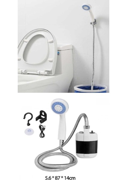 Taşınabilir USB Şarjlı El Duşu Seti, Kamp, Tatil, Seyahat ve Banyo Için Ideal indirimleri