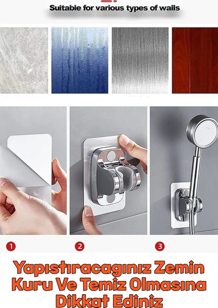 Krom Kendinden Yapışkanlı Nano Duş Başlığı Askısı, 15 kg Taşıma Kapasitesi modelleri