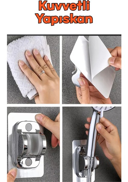 Krom Kendinden Yapışkanlı Nano Duş Başlığı Askısı, 15 kg Taşıma Kapasitesi fırsatları