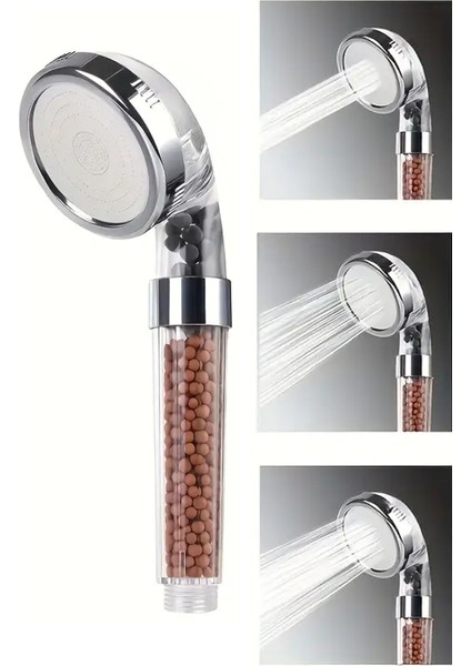 Renkli, 3 Modlu, Güçlü Akışlı, Tasarruflu Duş Başlığı, Filtreli ve Boncuklu Tasarım