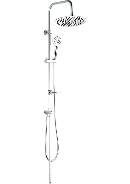 Kolonlu Tepe Duş Seti, Slim Çelik Başlık, Gümüş Renk, KDS105