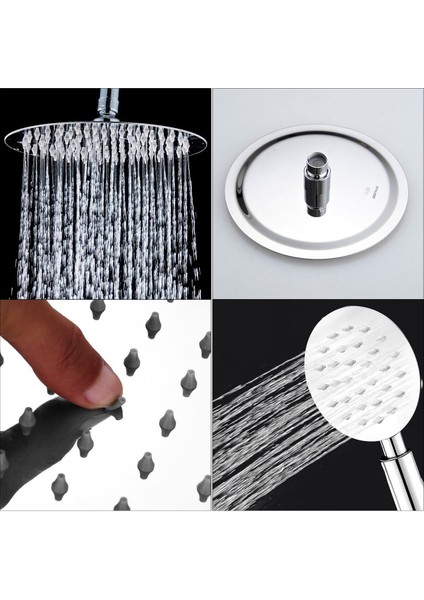 Kolonlu Tepe Duş Seti, Slim Çelik Başlık, Gümüş Renk, KDS105 fırsatları