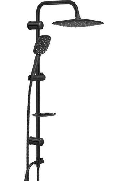 Şık Siyah Kare Tepe ve Robot Duş Seti, Modern ve Kullanışlı Tasarım