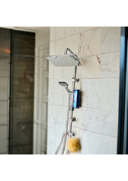 Kare Krom Lüx Çelik Spiralli Duş Başlığı ve Banyo Seti fırsatları