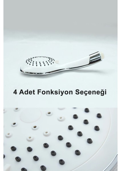 4 Fonksiyonlu Beyaz ve Krom Banyo Duş Başlığı, Dayanıklı ve Şık Tasarım fiyatları