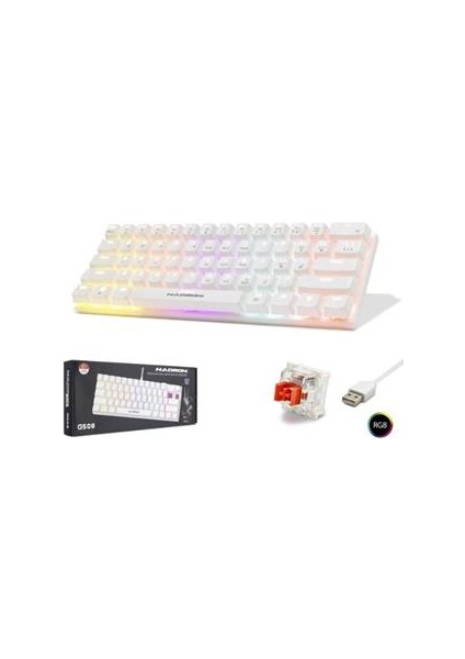 Hadron G508R Kablolu Oyuncu Mini Klavye Mekanik Red Switch Rgb Q Beyaz