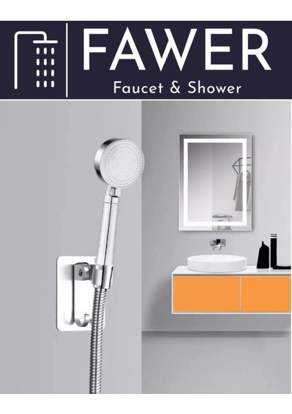 5 Fonksiyonlu Krom Yapışkan Duş Seti ve Başlığı