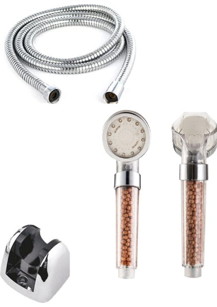 Renkli LED Işıklı Duş Başlığı ve Hortum Askı Seti (Pilsiz, Elektriksiz) modelleri