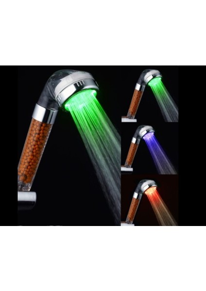 Renkli LED Işıklı Duş Başlığı ve Hortum Askı Seti (Pilsiz, Elektriksiz) indirimleri