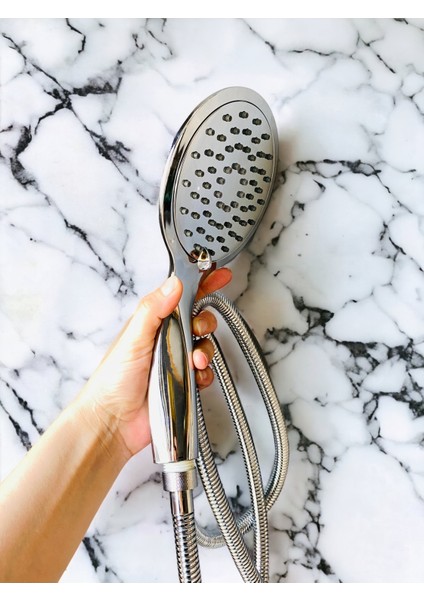 3 Fonksiyonlu Spiral Hortumlu Paslanmaz Duş Seti, Esnek ve Kullanışlı