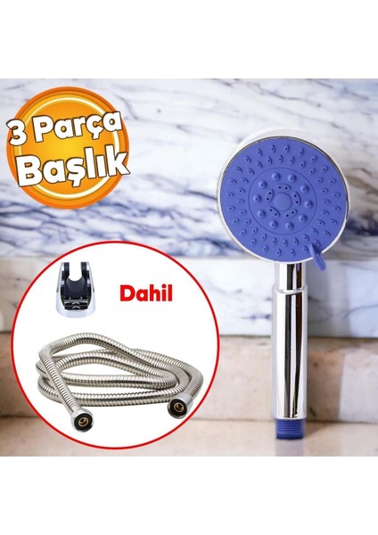 Çok Renkli Yuvarlak Duş Başlığı ve Metal Hortum Seti fiyatları