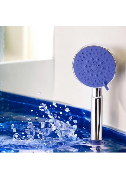 Çok Renkli Yuvarlak Duş Başlığı ve Metal Hortum Seti