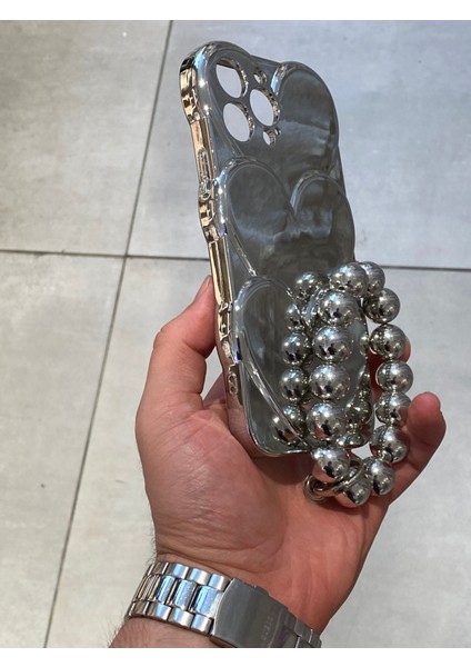 Iphone 14 Pro Max Uyumlu Kalp Figürlü Metalik Kaplamalı Telefon Kılıfı Charmlı Parlak Telefon Kılıfı modelleri